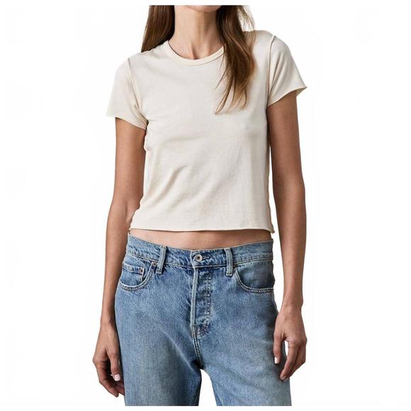 NEW NSF tara fitted shrunken crew t-shirt in ivory - Picture 1 of 3